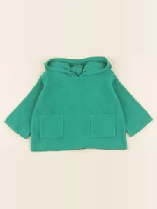 Lililotte - burnou Anatole tricot vert - 3/6 mois