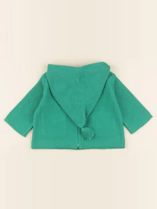 Lililotte - burnou Anatole tricot vert - 3/6 mois