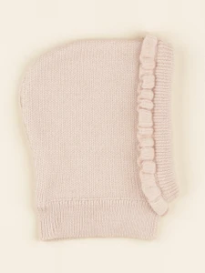 Lililotte - cagoule Ambre tricot rose poudré - 0/6 mois