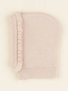 Lililotte - cagoule Ambre tricot rose poudré - 0/6 mois