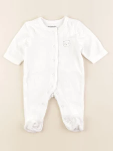 Vertbaudet - pyjama velours blanc - 1 mois