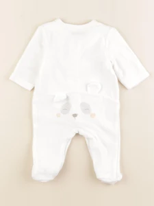 Vertbaudet - pyjama velours blanc - 1 mois