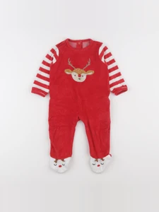 Vertbaudet - pyjama velours blanc, rouge - 12 mois