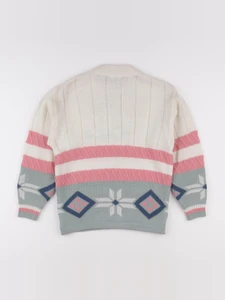 Vintage - pull rose, blanc - 8 ans