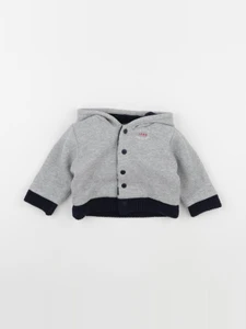 IKKS - gilet réversible bleu, gris - 6 mois