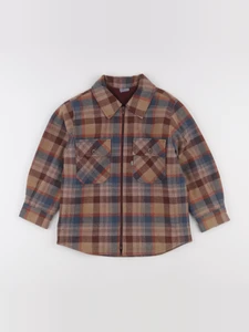 Vintage - sur-chemise marron, bleu, rouge - 6 ans