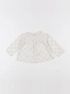 Bonnet à Pompon - blouse blanc - 9 mois