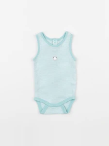 Obaïbi - body blanc, bleu - 3 mois