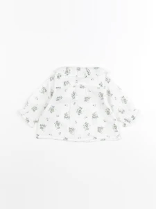 Petit Bateau - blouse blanc, vert - 6 mois