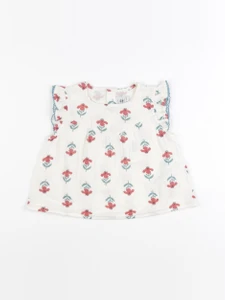 Petit Bateau - blouse beige, rouge - 6 mois