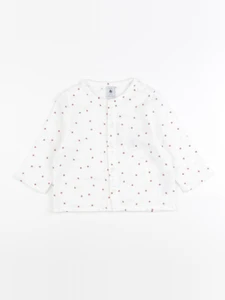 Petit Bateau - chemise blanc, rouge - 18 mois