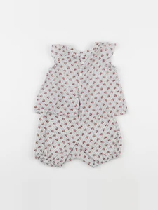 Bonpoint - ensemble blanc, rouge - 6 mois
