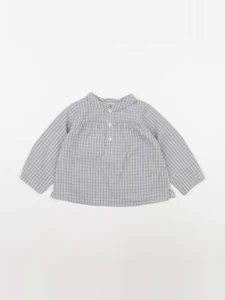 Bonpoint - blouse bleu, gris - 12 mois