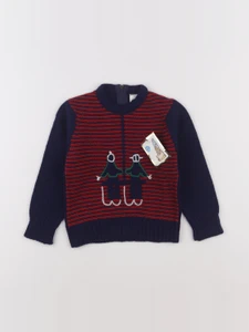 Vintage - pull bleu, rouge - 2 ans