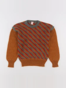 Vintage - pull marron, vert - 5 ans