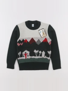 Vintage - pull blanc, vert - 5 ans