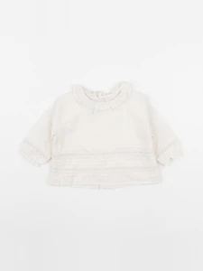Bonnet à Pompon - blouse beige - 1 mois