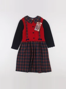 Vintage - robe bleu, rouge - 5 ans