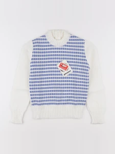 Vintage - pull bleu, blanc - 6 ans