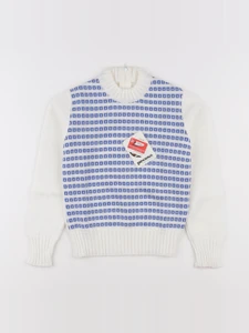 Vintage - pull bleu, blanc - 8 ans