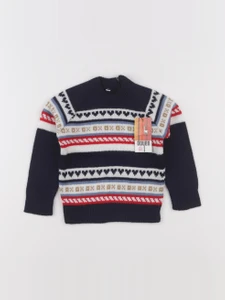 Vintage - pull bleu, blanc - 2 ans