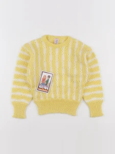 Vintage - pull jaune, blanc - 4 ans
