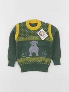 Vintage - pull jaune, vert - 2 ans