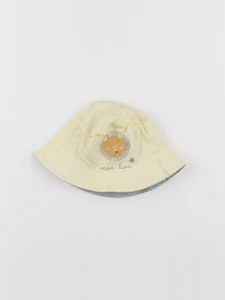 Vertbaudet - chapeau réversible vert, jaune - 3/6 mois