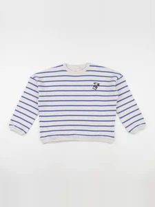 Wander & Wonder - Sweat Cherry rayé bleu - 0/3 mois