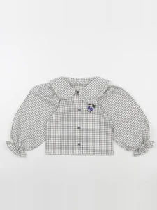Wander & Wonder - Blouse Peter Pan carreaux écru - 9/10 ans