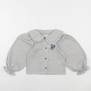Wander & Wonder - Blouse Peter Pan carreaux écru - 5/6 ans