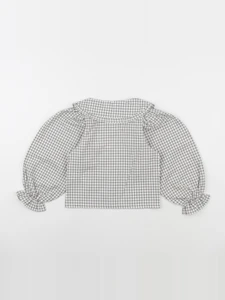 Wander & Wonder - Blouse Peter Pan carreaux écru - 9/10 ans