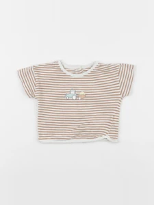 Vertbaudet - tee-shirt blanc, marron - 6 mois