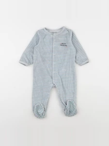 Vertbaudet - pyjama velours bleu, blanc - 12 mois