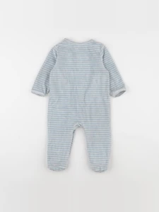 Vertbaudet - pyjama velours bleu, blanc - 12 mois