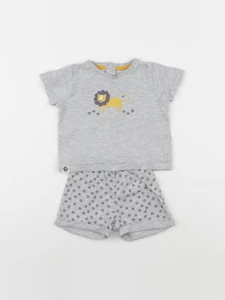 Vertbaudet - pyjama coton gris - 9 mois