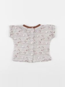Vertbaudet - tee-shirt blanc, marron - 3 mois
