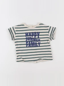 Vertbaudet - tee-shirt blanc, vert - 6 mois
