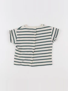 Vertbaudet - tee-shirt blanc, vert - 6 mois