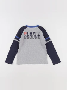 Vertbaudet - tee-shirt imprimé au dos gris, bleu - 4 ans
