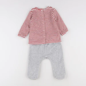 Vertbaudet - pyjama velours gris, rouge - 12 mois
