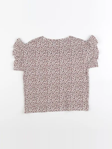 Vertbaudet - tee-shirt blanc, marron - 5 ans