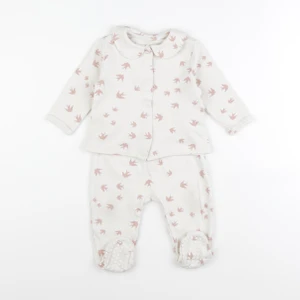 Vertbaudet - pyjama coton beige, rose - 9 mois