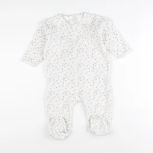 Vertbaudet - pyjama velours blanc, rose - 12 mois