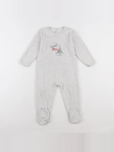 Petit Bateau - pyjama velours gris - 24 mois