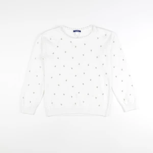 Vertbaudet - pull blanc, or - 10 ans