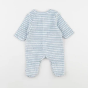 Vertbaudet - pyjama velours bleu, blanc - 0 mois