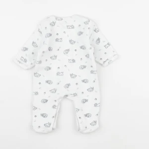 Vertbaudet - pyjama velours blanc, bleu - 1 mois