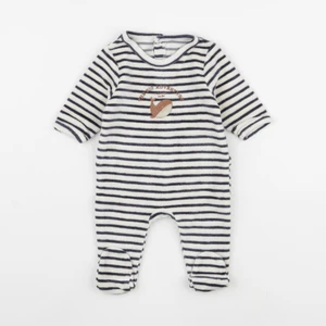 Vertbaudet - pyjama velours beige, bleu - 1 mois