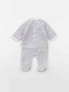 Vertbaudet - pyjama velours blanc, violet - 1 mois